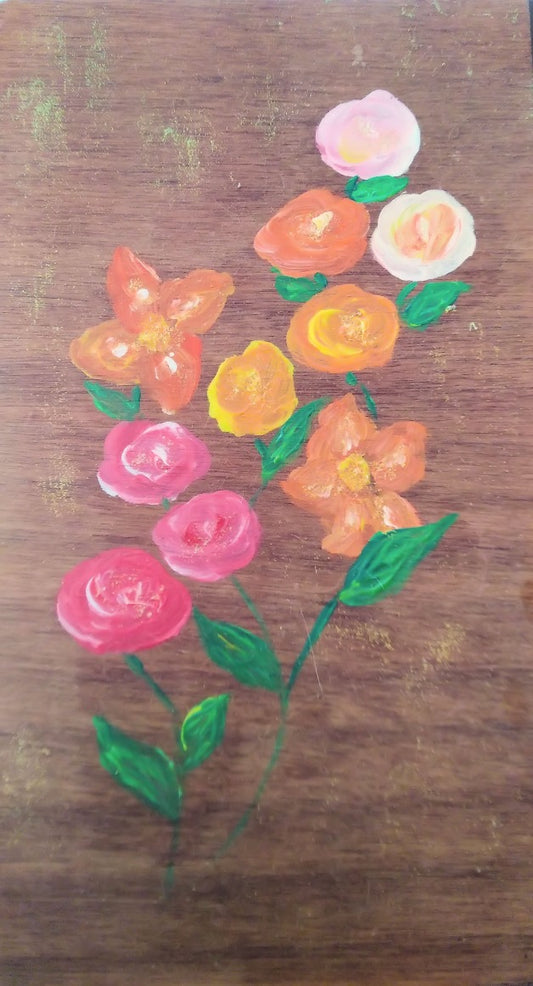 Flowers on wood panel